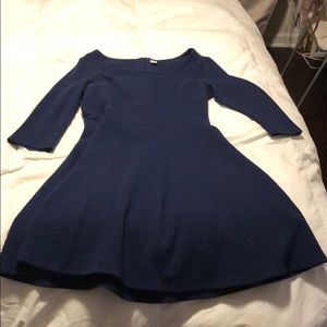 3/4 Sleeve Patterned Wool Skater Dress